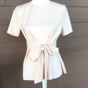Blush pink Shein blouse tie at waist size medium